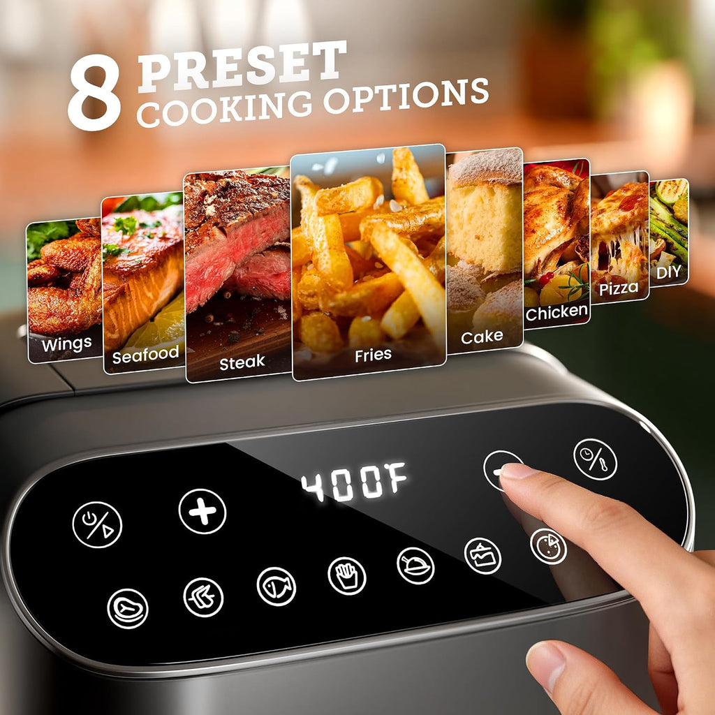 Kismile 5QT Glass Air Fryer, Non Toxic AirFryer with Digital Touch Control