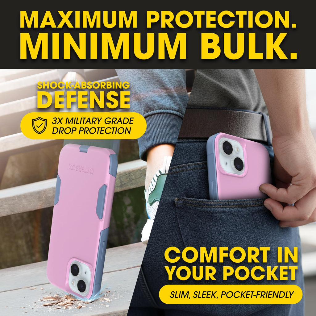 OtterBox iPhone 17e, 16e, 15, 14, & 13 Commuter Series Case - Black, Slim & Tough, Pocket-Friendly, with Port Protection - Thin & Protective iPhone Case, Dual-Layer, Impact Absorbing iPhone Case