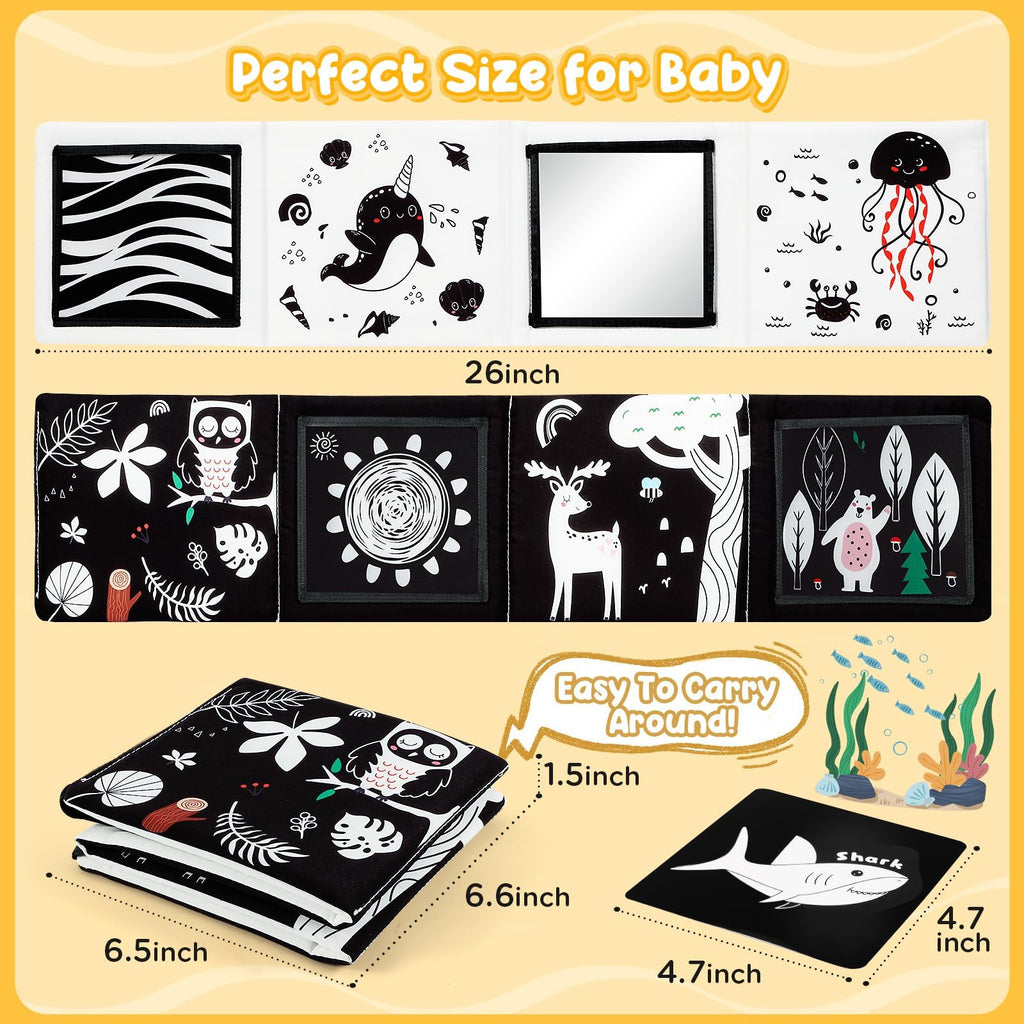 URMYWO Black and White Baby Toy, Tummy Time High Contrast Newborn Toys