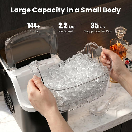 AGLUCKY Nugget Ice Makers Countertop, 35lbs/Day Crushed Ice Machine