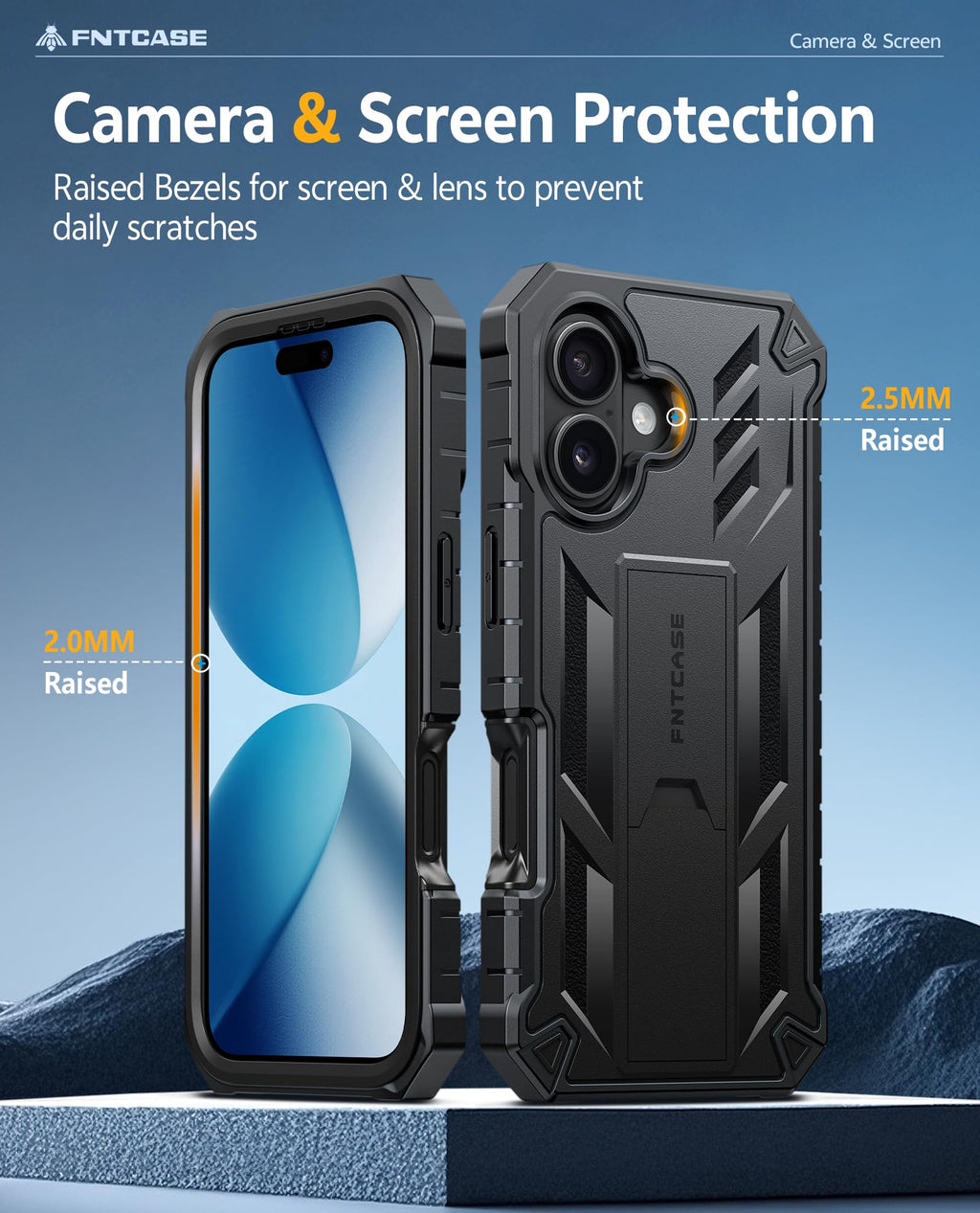 FNTCASE for iPhone 16 Case, with Belt Clip, with Built-in Screen Protector