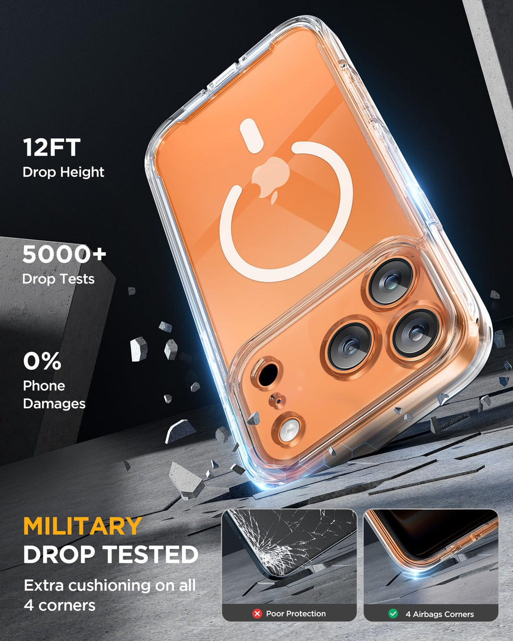 Miracase for iPhone 15 Pro Case 6.1'',with Private Screen Protector,Black