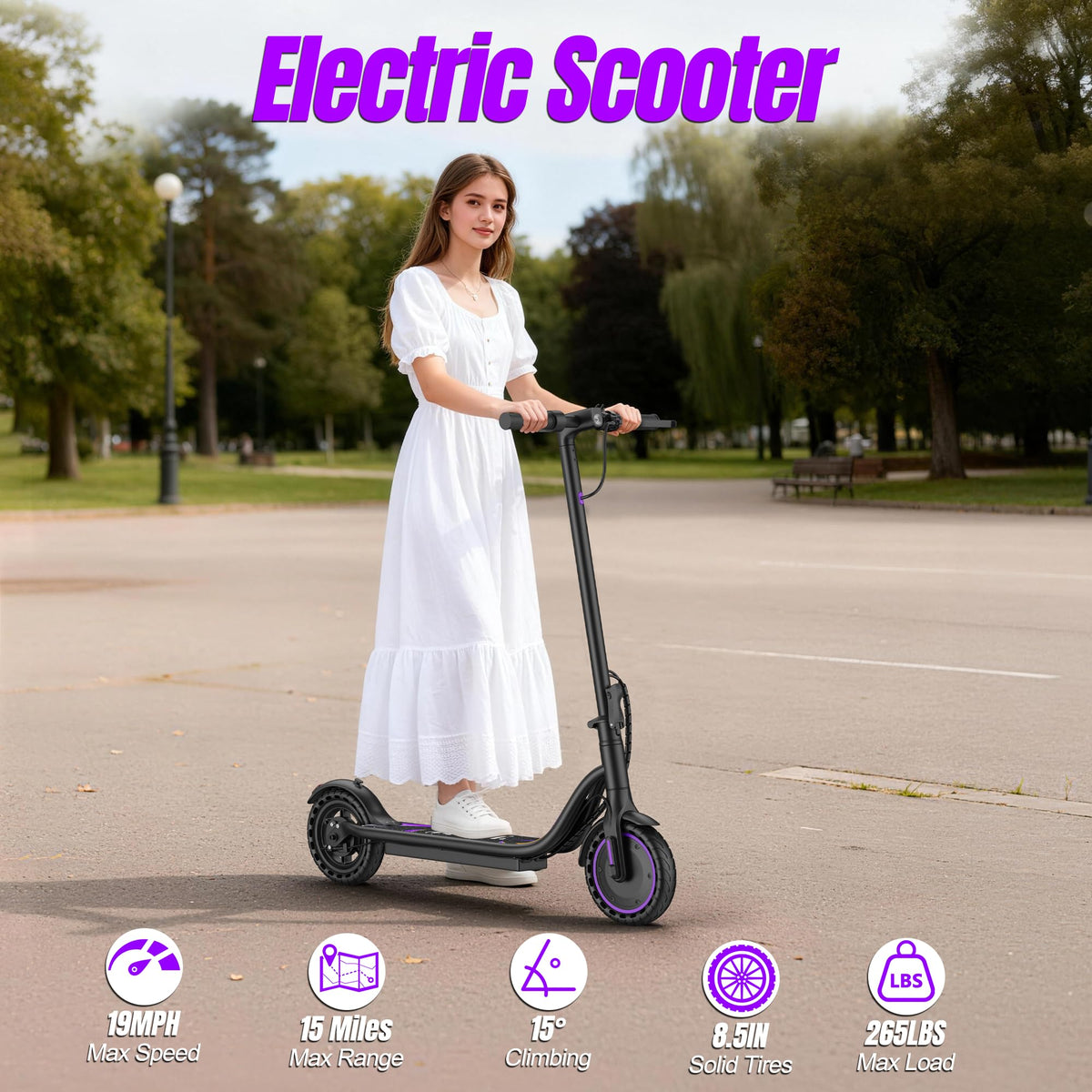 VOLPAM Electric Scooter, 350W/500W Motor, 21/28/40 Miles Long Range