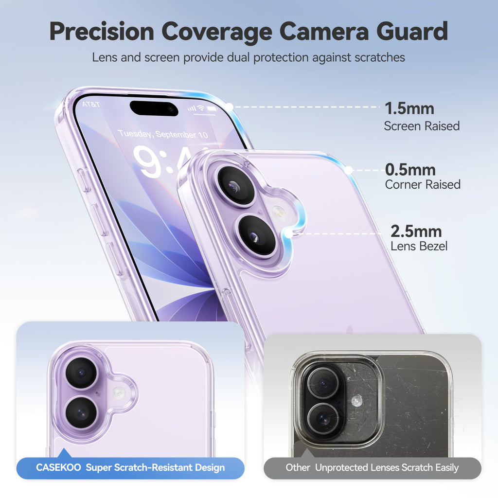 CASEKOO for iPhone 16 Smooth Crystal Clear Case, Patented Anti-Yellow