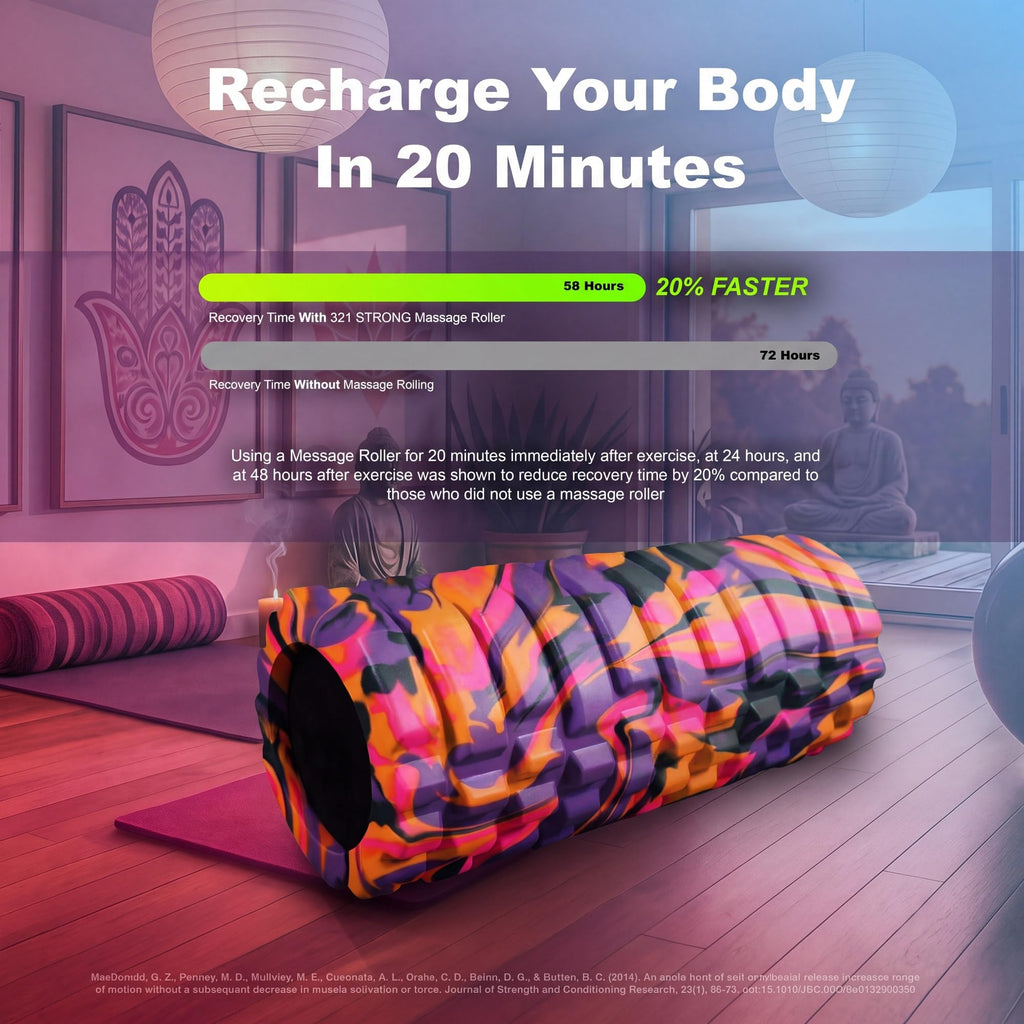 321 STRONG Patented 3-Zone Massage Roller, Medium Density for Exercise