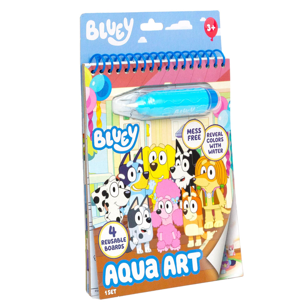 Horizon Group USA Bluey Aqua Art - Reusable Water Reveal Activity Pages With Water Pen for No-Mess Drawing and Coloring