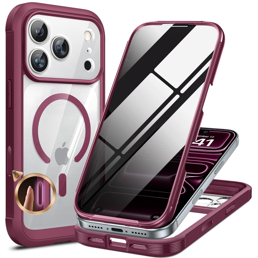 Miracase for iPhone 15 Pro Case 6.1'',with Private Screen Protector,Black