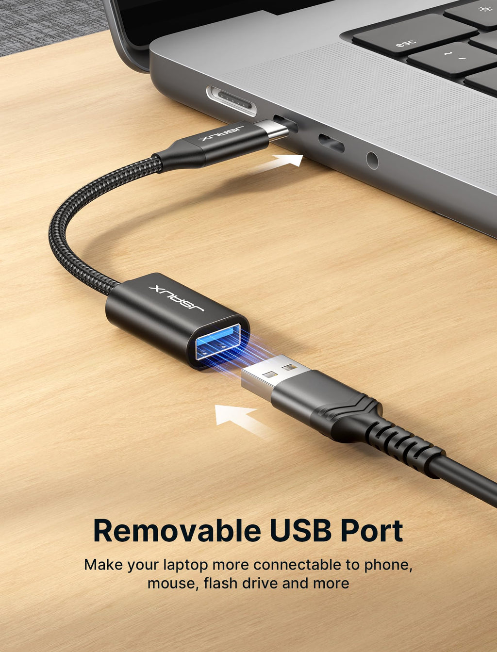 JSAUX USB C to USB 3.0 Adapter [2 Pack], USB C Male to USB Female OTG Cable Adapter Compatible with MacBook Pro/Air, iPhone 18 Pro Max/iPhone Duo‌/Air/17/16/15 Series, Samsung Galaxy S26/S25/S24-Red