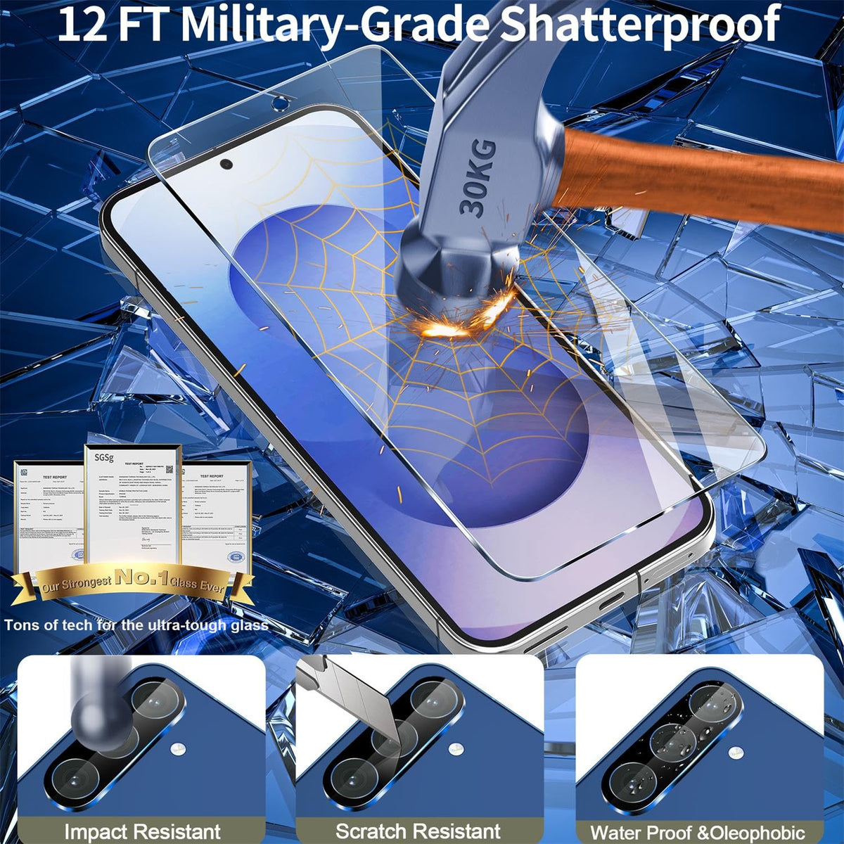 firtstnow 3 Pack for Samsung Galaxy S25 Ultra Screen Protector Tempered Glass + 3 Pack Camera Lens Protector, Military Grade Shatterproof, 9H Hardness, Fingerprint Unlock,Case Friendly 6.9 Inch
