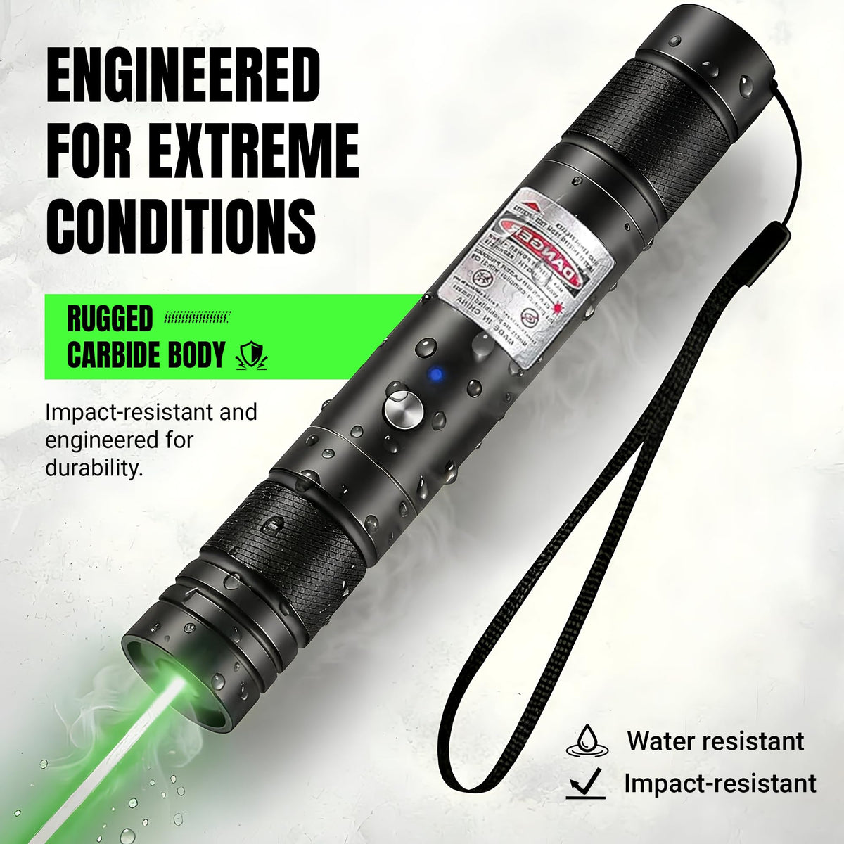 HITEKK High Power Green Laser Pointer | Tactical Long Range Green Laser Pointer | Single Press On/Off Tactical Lazer Pointer | Rechargeable Lazer Pointer and Carrying Case