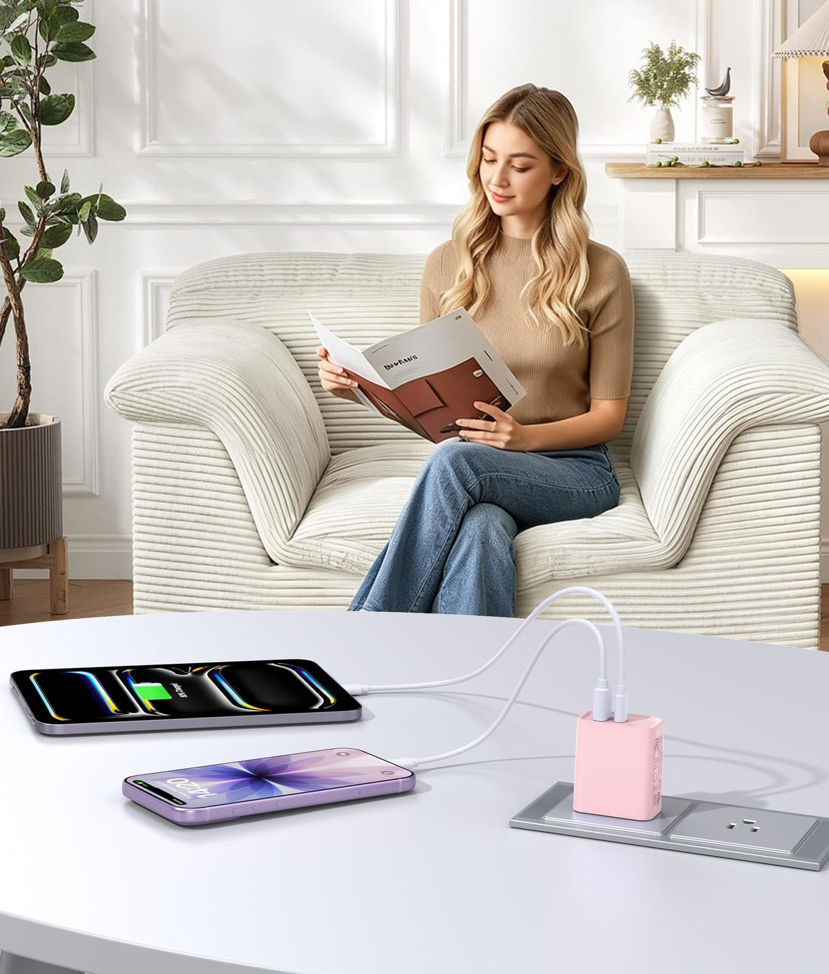 [2 Pack] 20W USB C Charger Block, Fast Charging Dual Port Wall Charger