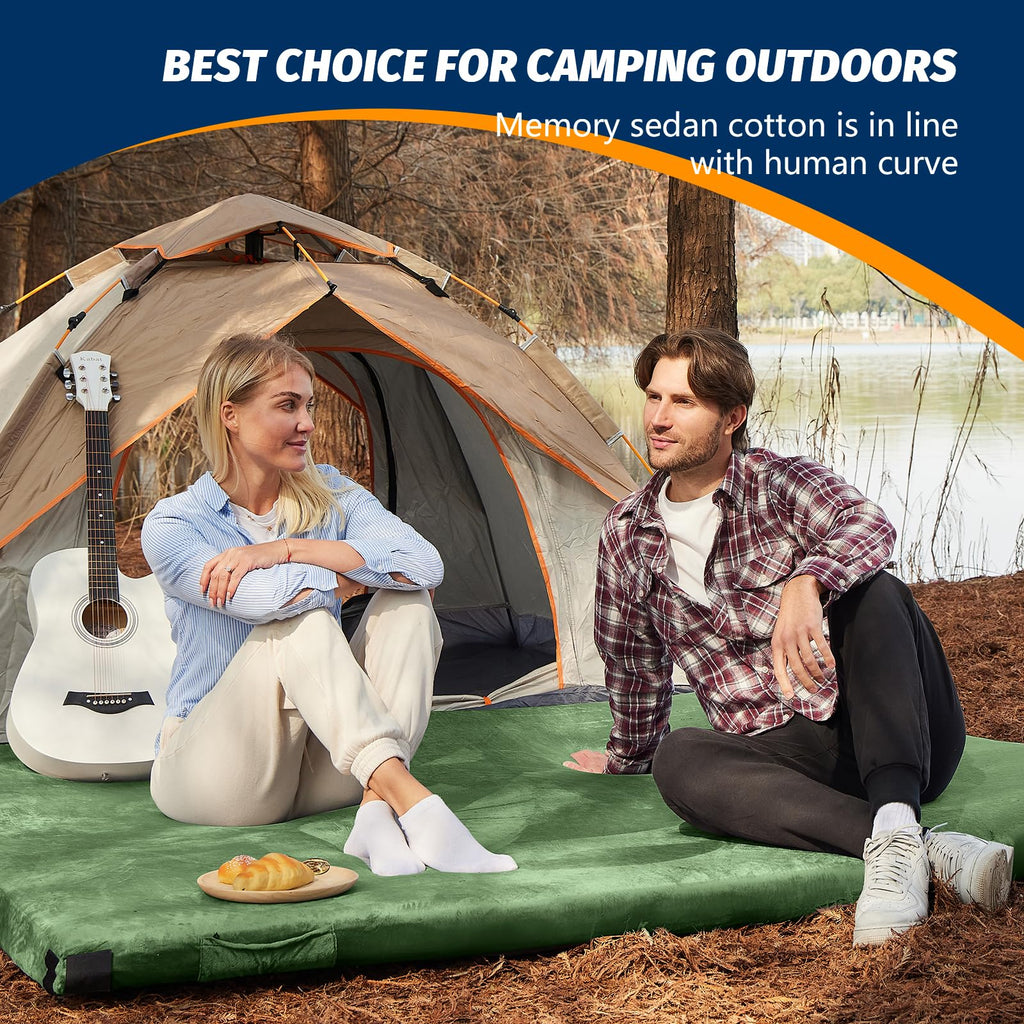 CYMULA Memory Foam Camping Mattress Pad, Sleeping Mat, Portable Roll Up Mattress for Adults, Camping Bed Pads for Sleepover, Car Bed with Travel Bag