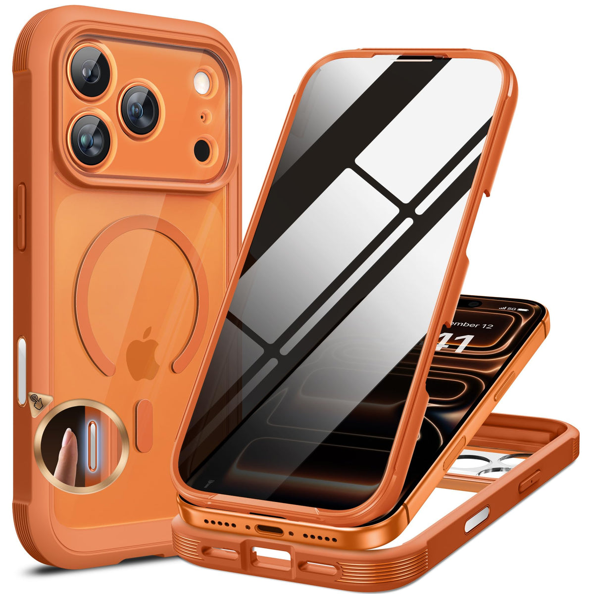 Miracase for iPhone 15 Pro Case 6.1'',with Private Screen Protector,Black
