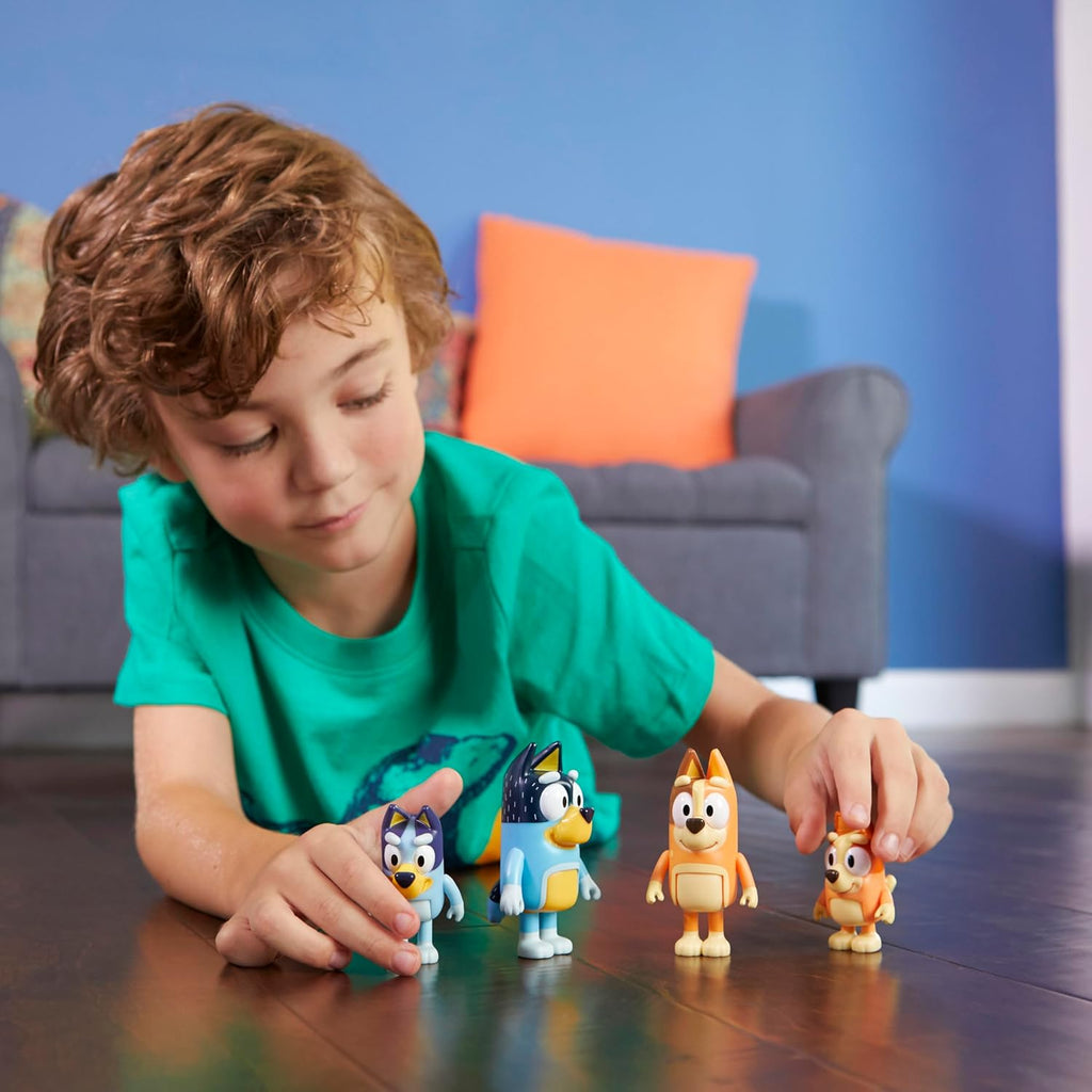 Bluey Family Figure 4-Pack, Poseable Toys with Bingo & Bandit