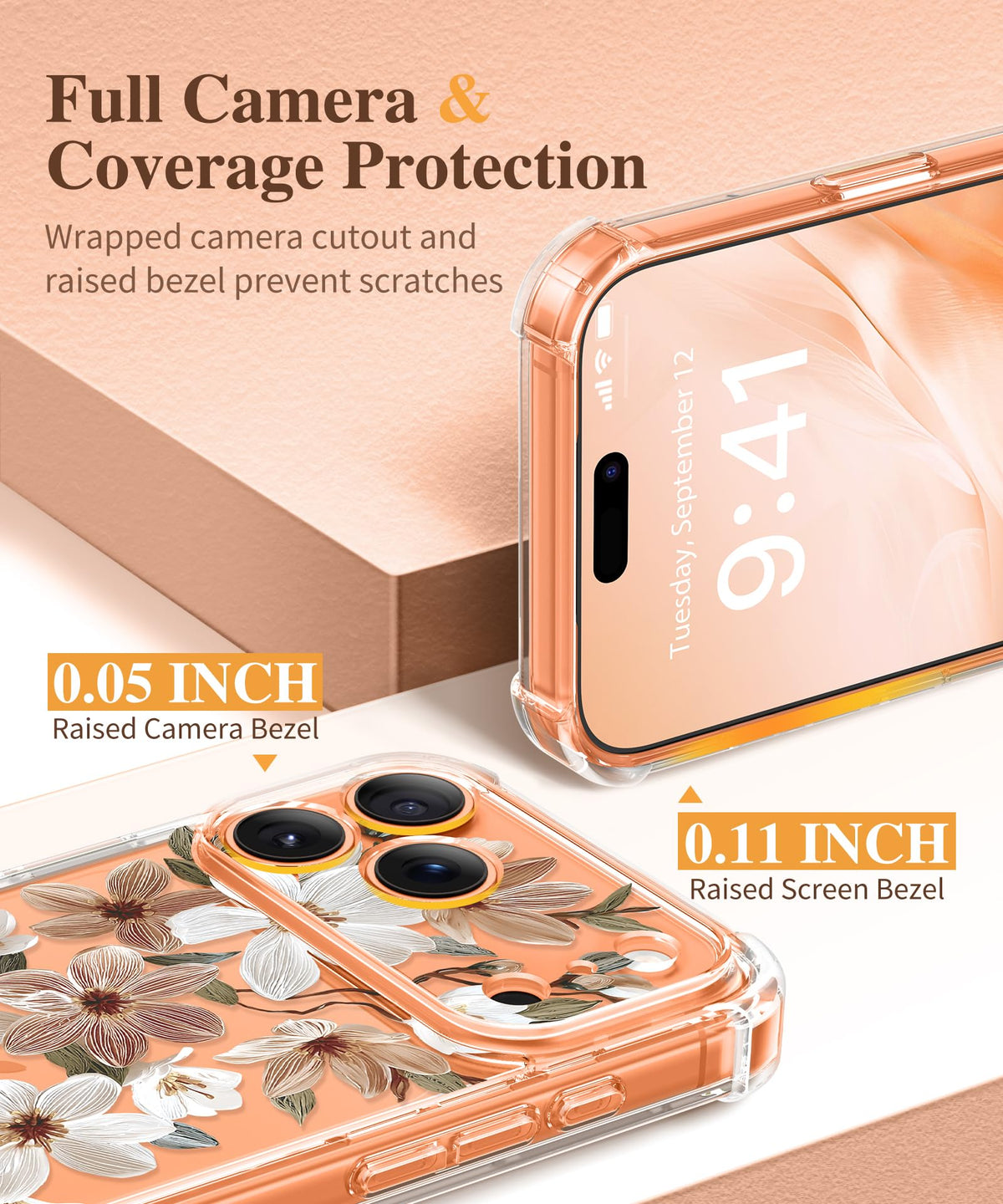 GVIEWIN for iPhone 18 Pro Max Case/17 Pro Max Case Floral Clear Slim Women