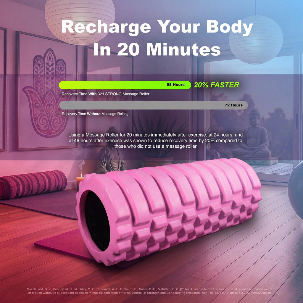 321 STRONG Patented 3-Zone Massage Roller, Medium Density for Exercise