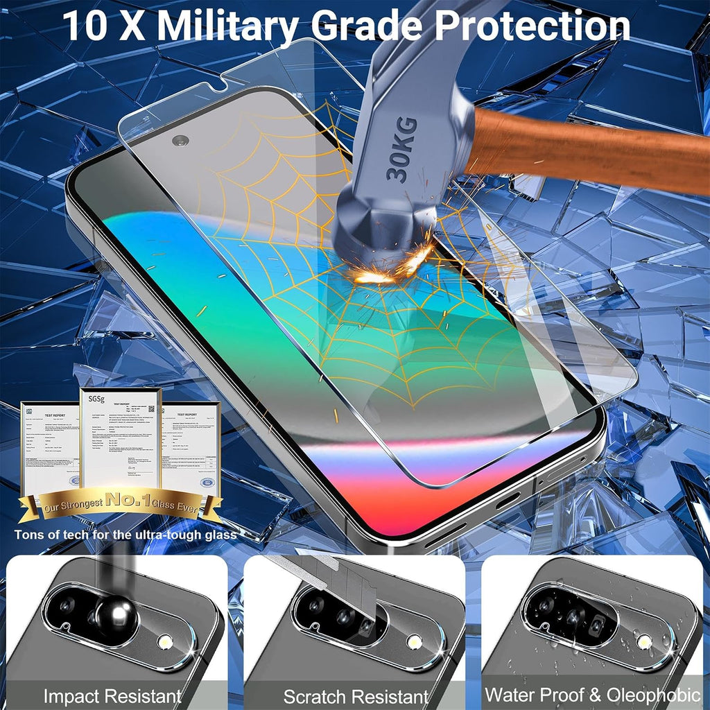 letosan 3 Pack for Google Pixel 11 Pro Screen Protector Tempered Glass + 3 Pack Camera Lens Protector, Military Grade Shatterproof, 9H Hardness, Fingerprint Unlock,Case Friendly 6.3 Inch