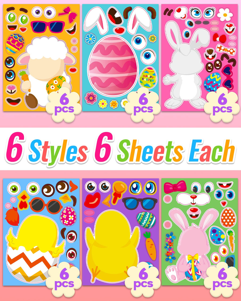 24 Pcs Make Your Own Axolotl Sticker, Party Favors Face Stickers for Kids