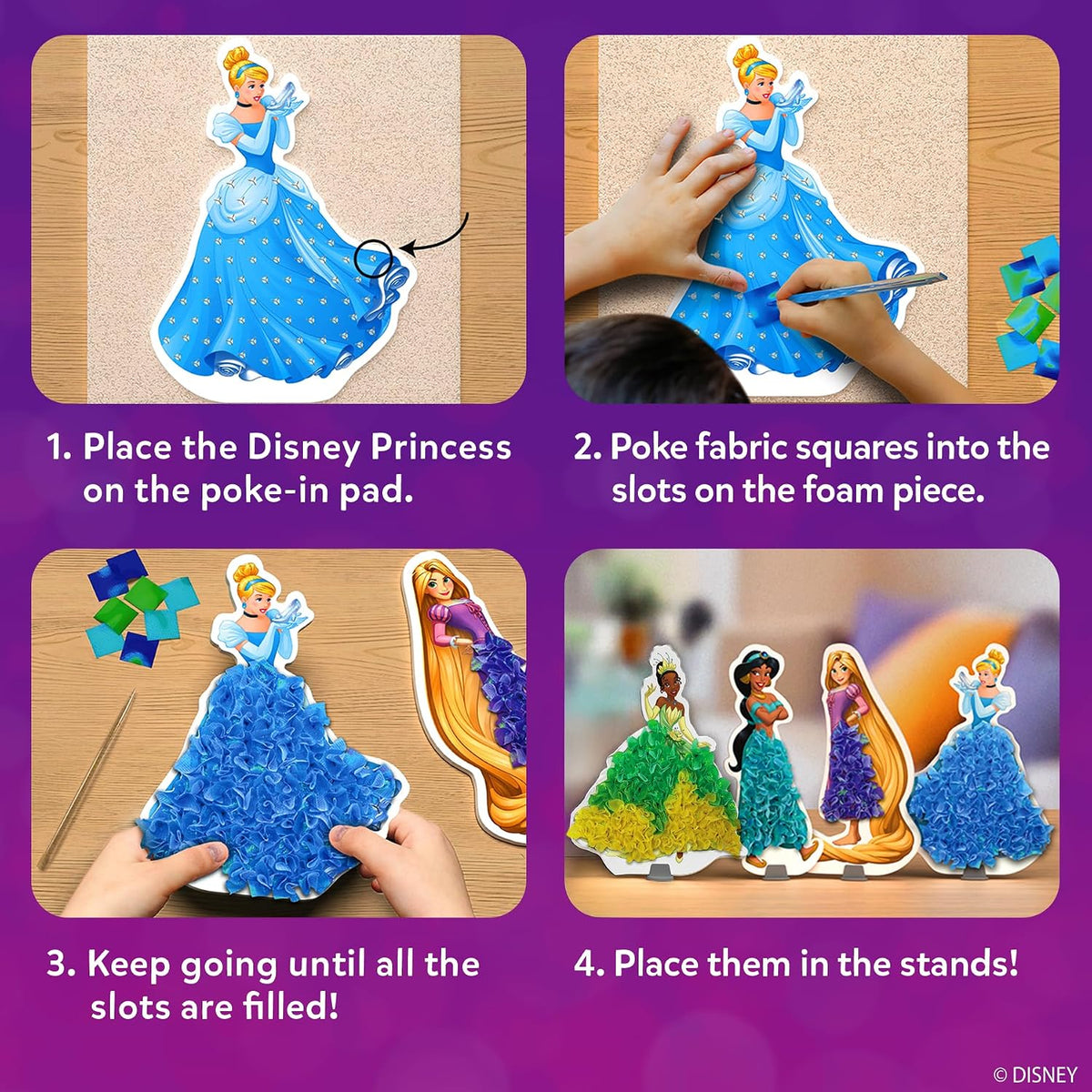 Skillmatics Poke-in Art – Disney Princesses, Wood Craft Kit, Gift for Kids