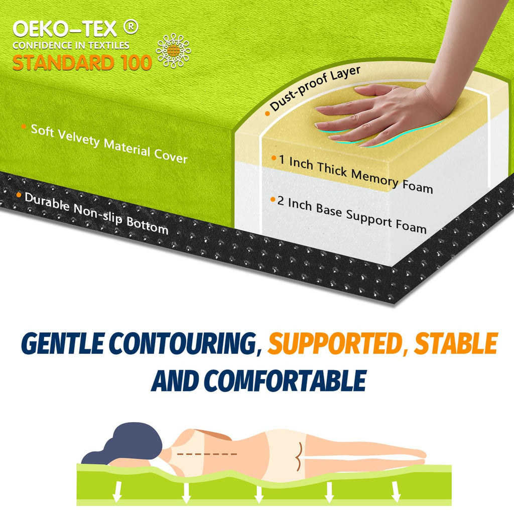 CYMULA Memory Foam Camping Mattress Pad, Sleeping Mat, Portable Roll Up Mattress for Adults, Camping Bed Pads for Sleepover, Car Bed with Travel Bag