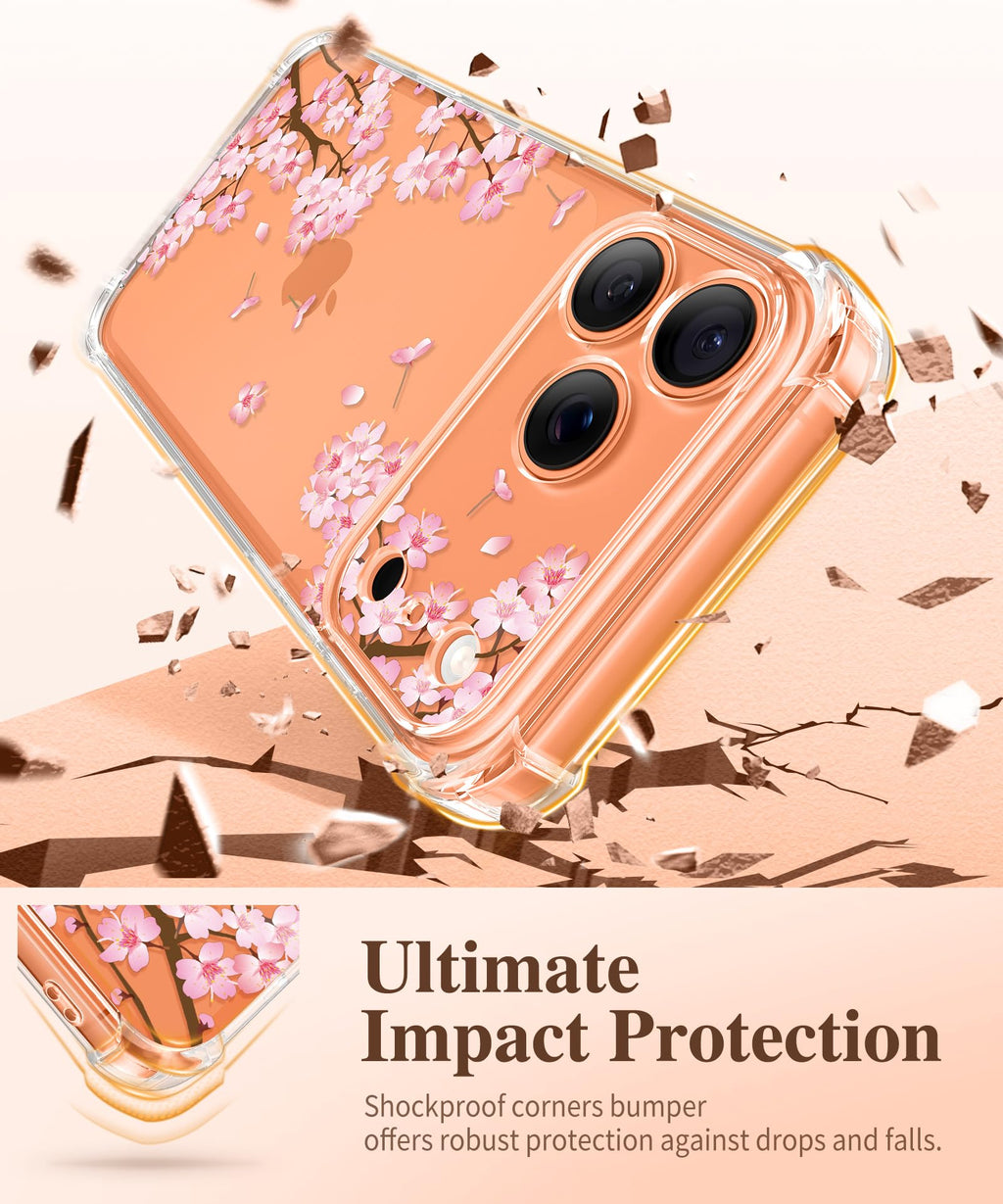 GVIEWIN for iPhone 18 Pro Max Case/17 Pro Max Case Floral Clear Slim Women