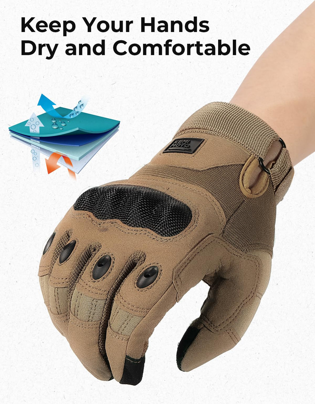 KEMIMOTO Tactical Gloves for Men, Touchscreen Motorcycle Gloves with Hard Shell & Palm Padding for Sports Motorcycle Cycling Tactical Airsoft Paintball Hunting Hiking