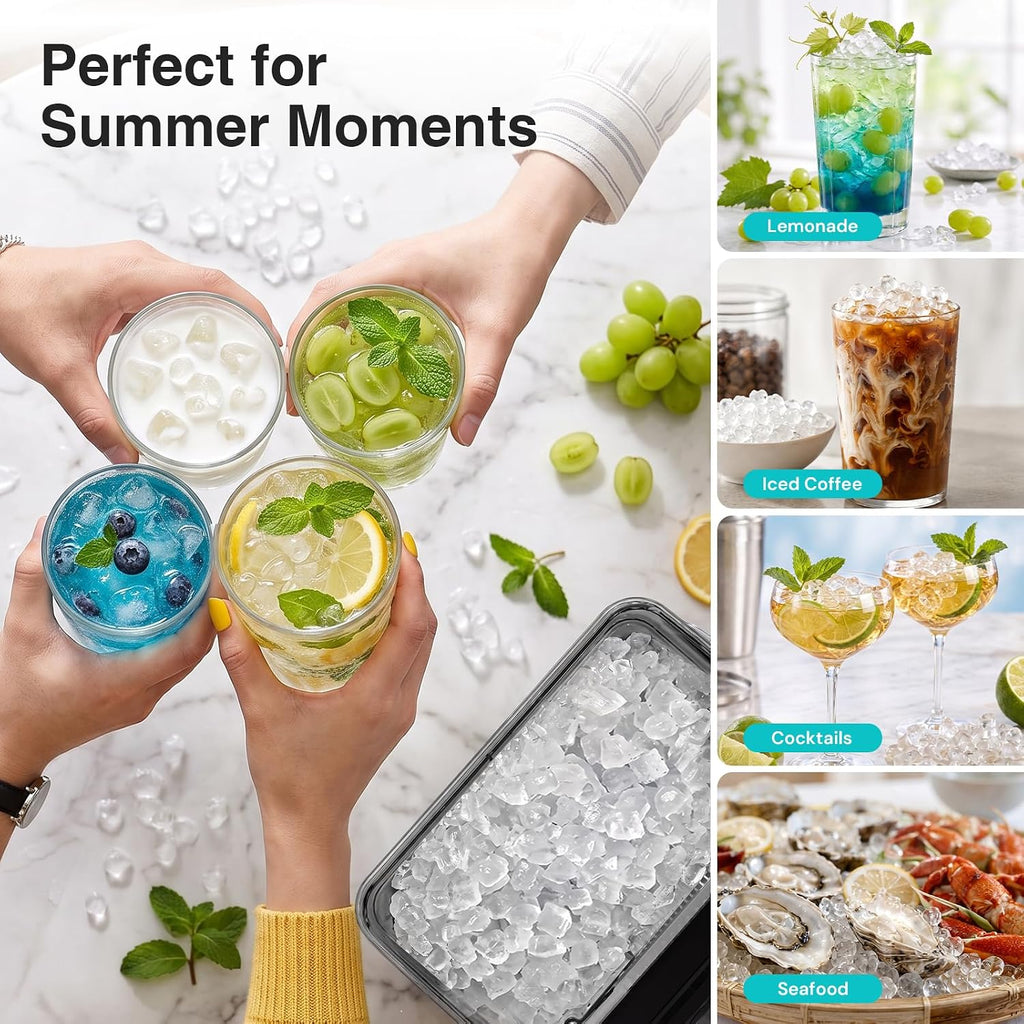 Kismile Nugget Ice Maker Countertop, 35 lbs/Day, Stainless Steel