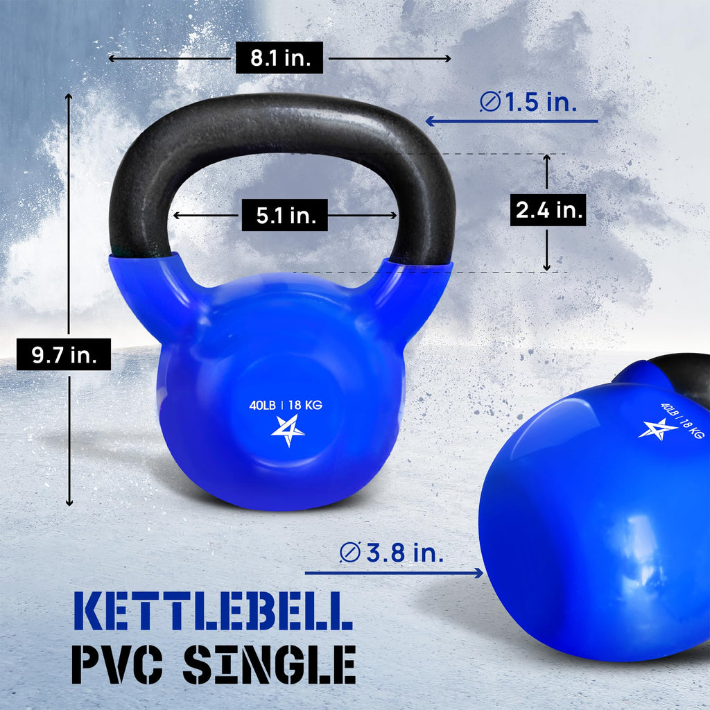 Yes4All Vinyl Kettlebell, 5–100 Lb Strength Training Kettlebell