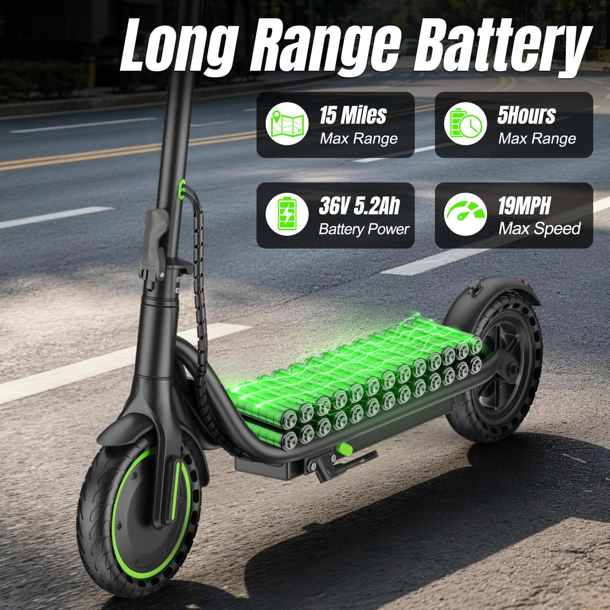 VOLPAM Electric Scooter, 350W/500W Motor, 21/28/40 Miles Long Range