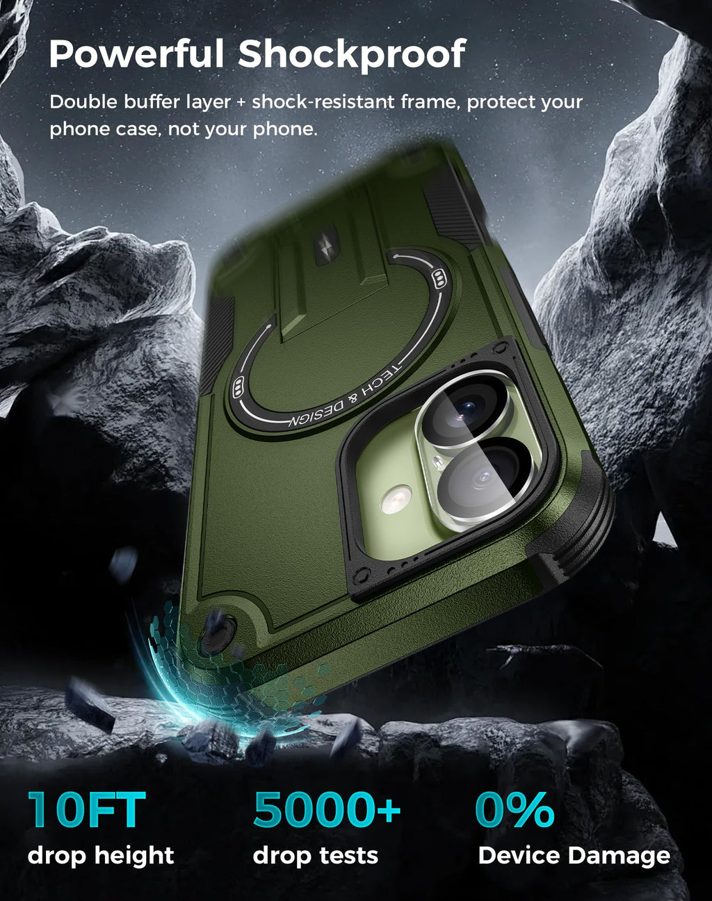 Goton 3 in 1 for iPhone 17 Pro Case with Privacy Screen Protector Blue