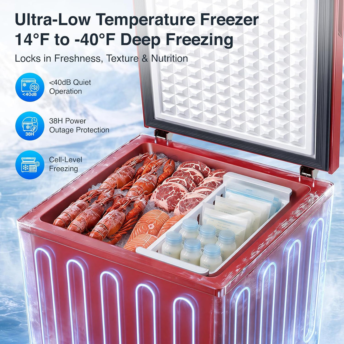 Kismile 3.5 Cu.Ft. Compact Chest Deep Freezer, Top-Opening Design