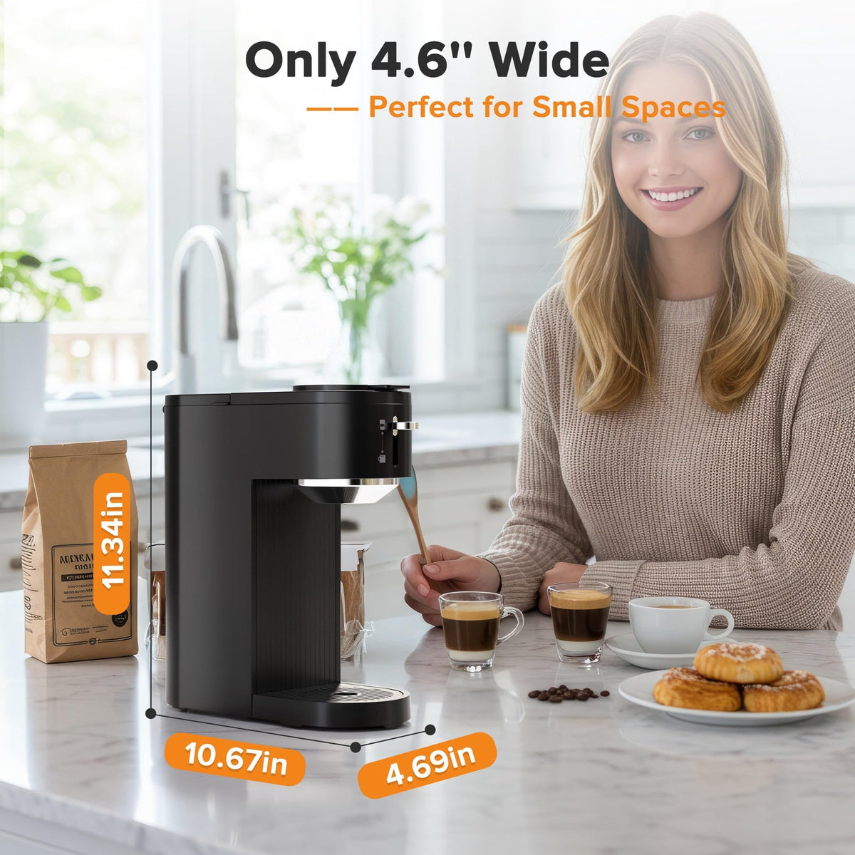 Kismile 2-in-1 Single Serve Coffee Pod & Ground Coffee Maker