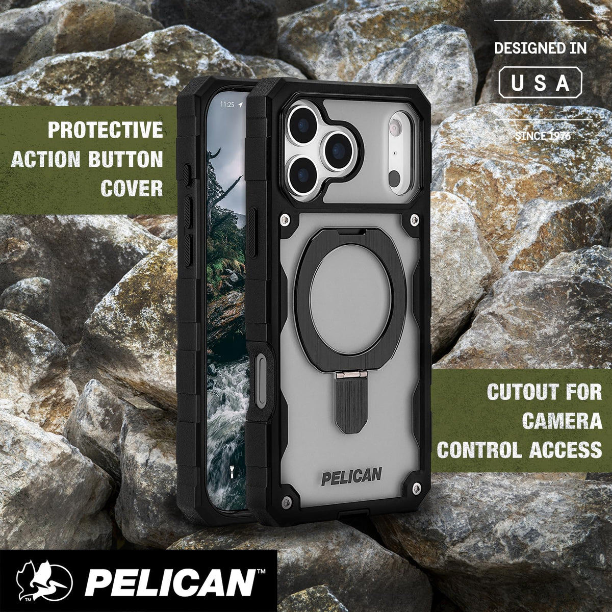 Pelican iPhone 17 Pro Case - MagSafe Phone Case -Ranger Frosted Clear/Black