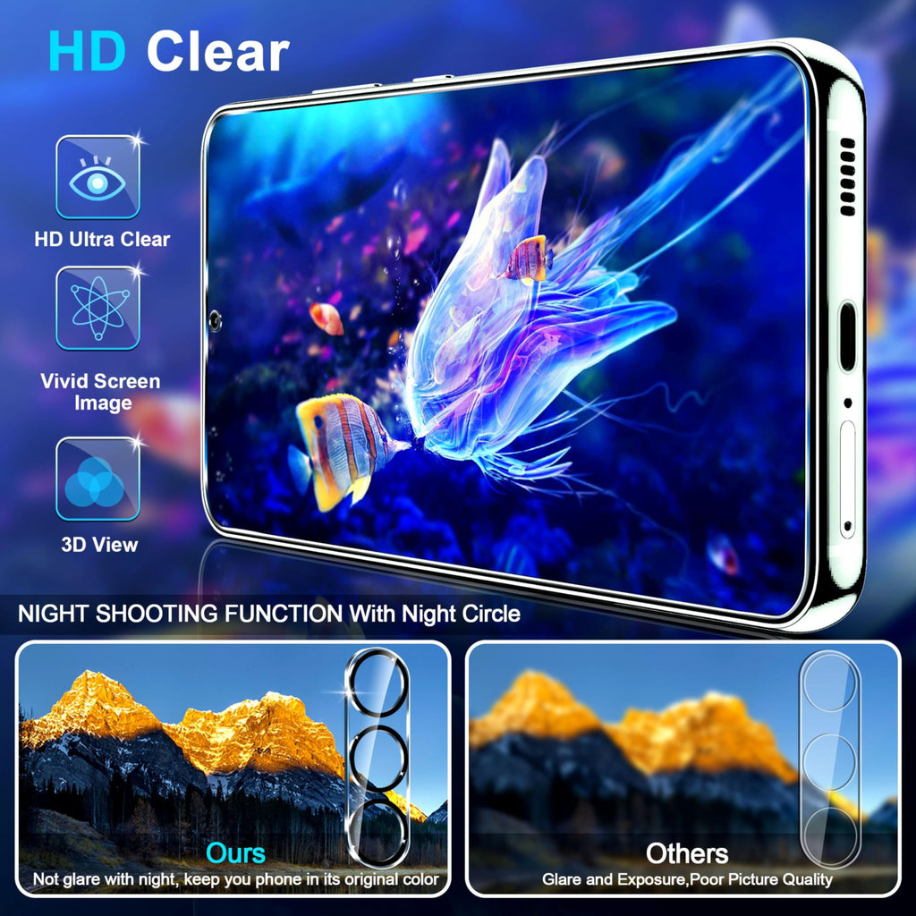 firtstnow 3 Pack for Samsung Galaxy S25 Ultra Screen Protector Tempered Glass + 3 Pack Camera Lens Protector, Military Grade Shatterproof, 9H Hardness, Fingerprint Unlock,Case Friendly 6.9 Inch