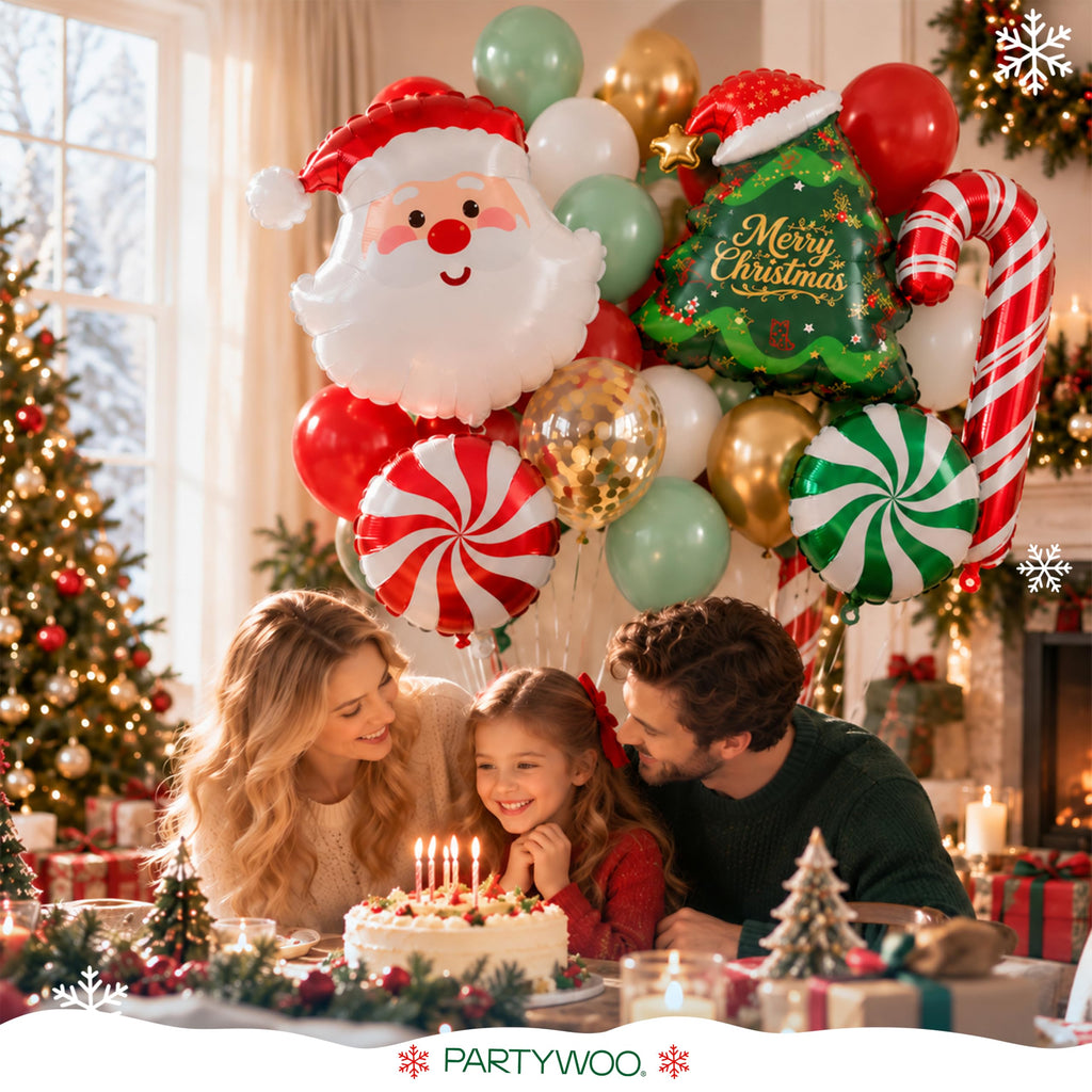 PartyWoo Christmas Balloons 66pcs Santa Xmas Tree Candy Cane Foil Balloons