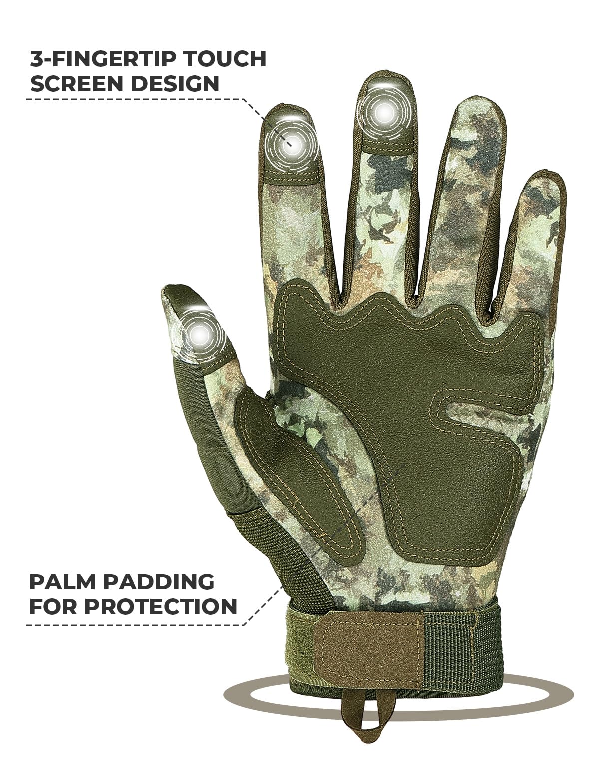 KEMIMOTO Tactical Gloves for Men, Touchscreen Motorcycle Gloves with Hard Shell & Palm Padding for Sports Motorcycle Cycling Tactical Airsoft Paintball Hunting Hiking
