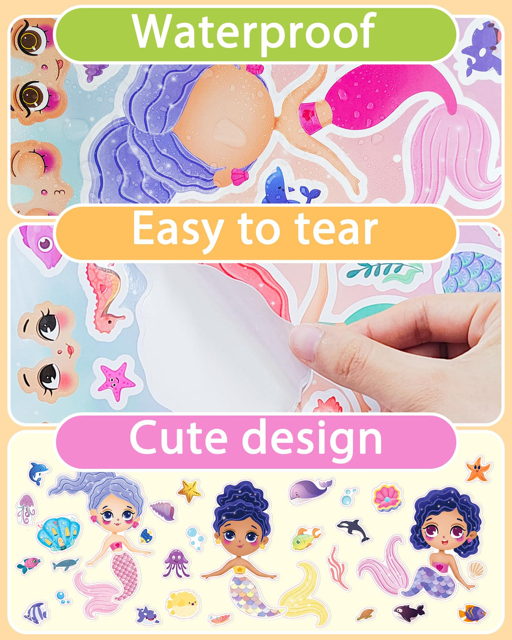 24 Pcs Make Your Own Axolotl Sticker, Party Favors Face Stickers for Kids