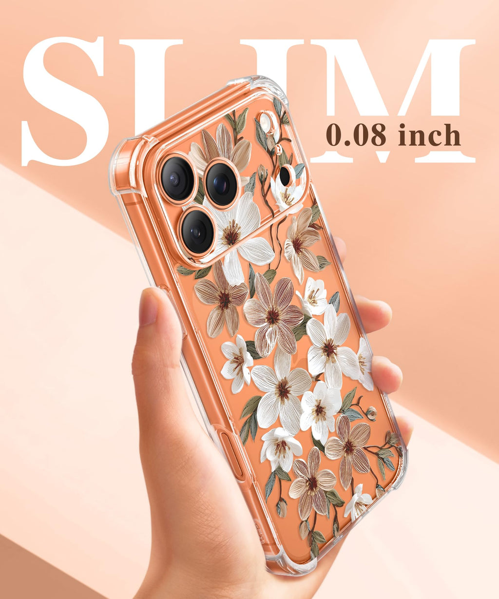 GVIEWIN for iPhone 18 Pro Max Case/17 Pro Max Case Floral Clear Slim Women