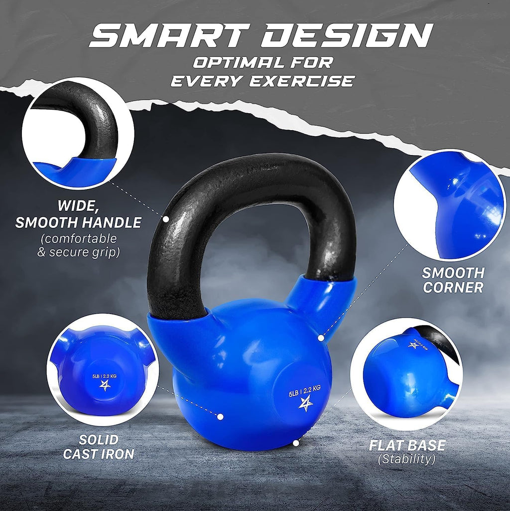 Yes4All Vinyl Kettlebell, 5–100 Lb Strength Training Kettlebell