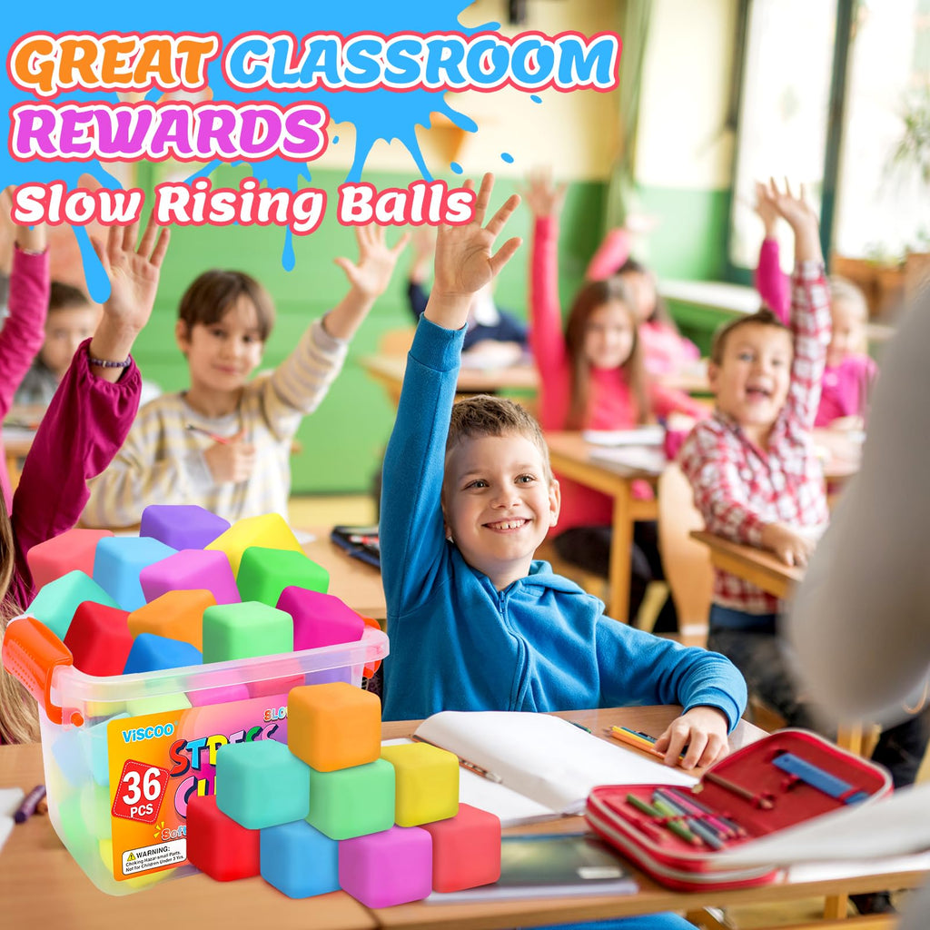 VISCOO 12 Pack Slow Rising Stress Cube, Stress Balls Fidget Squishy Toys