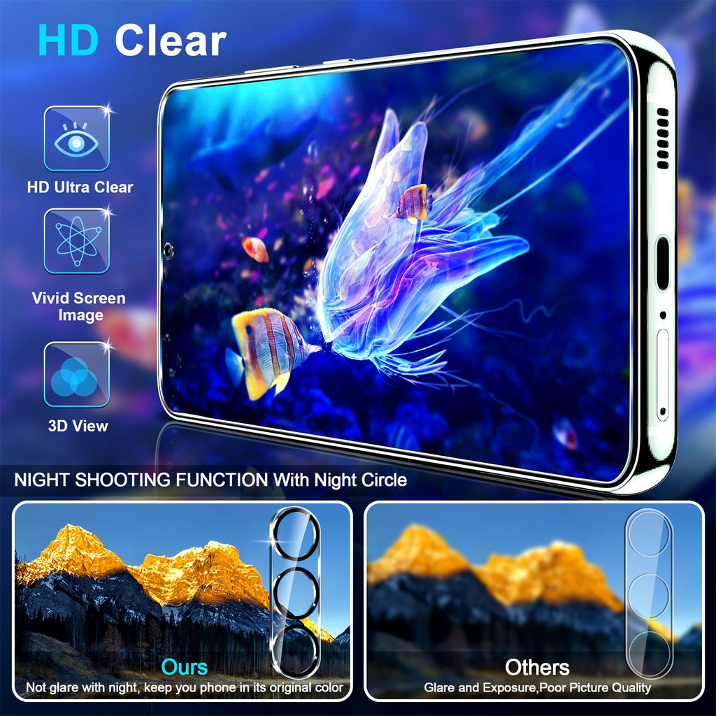 firtstnow 3 Pack for Samsung Galaxy S25 Ultra Screen Protector Tempered Glass + 3 Pack Camera Lens Protector, Military Grade Shatterproof, 9H Hardness, Fingerprint Unlock,Case Friendly 6.9 Inch