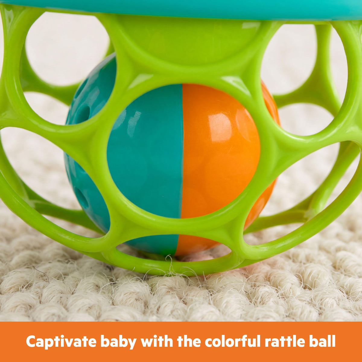 Bright Starts Oball Easy Grasp Classic Ball BPA-Free Infant Toy in Red, Yellow, Green, Blue, Age Newborn and up, 4 Inches