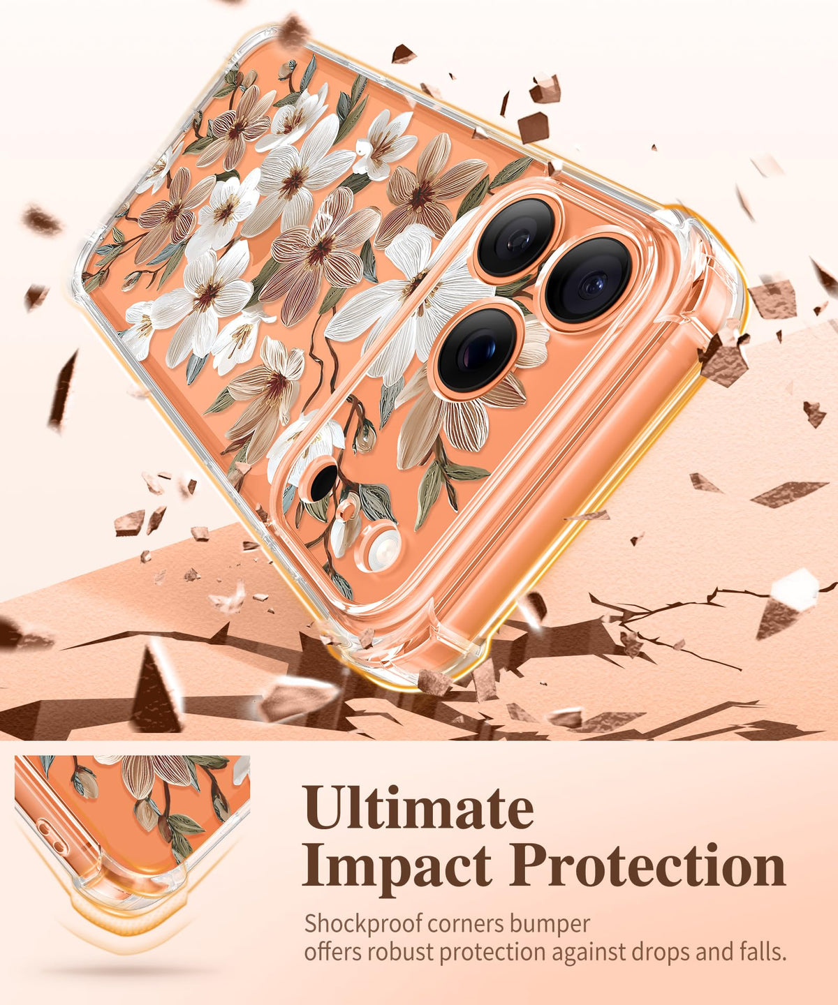 GVIEWIN for iPhone 18 Pro Max Case/17 Pro Max Case Floral Clear Slim Women