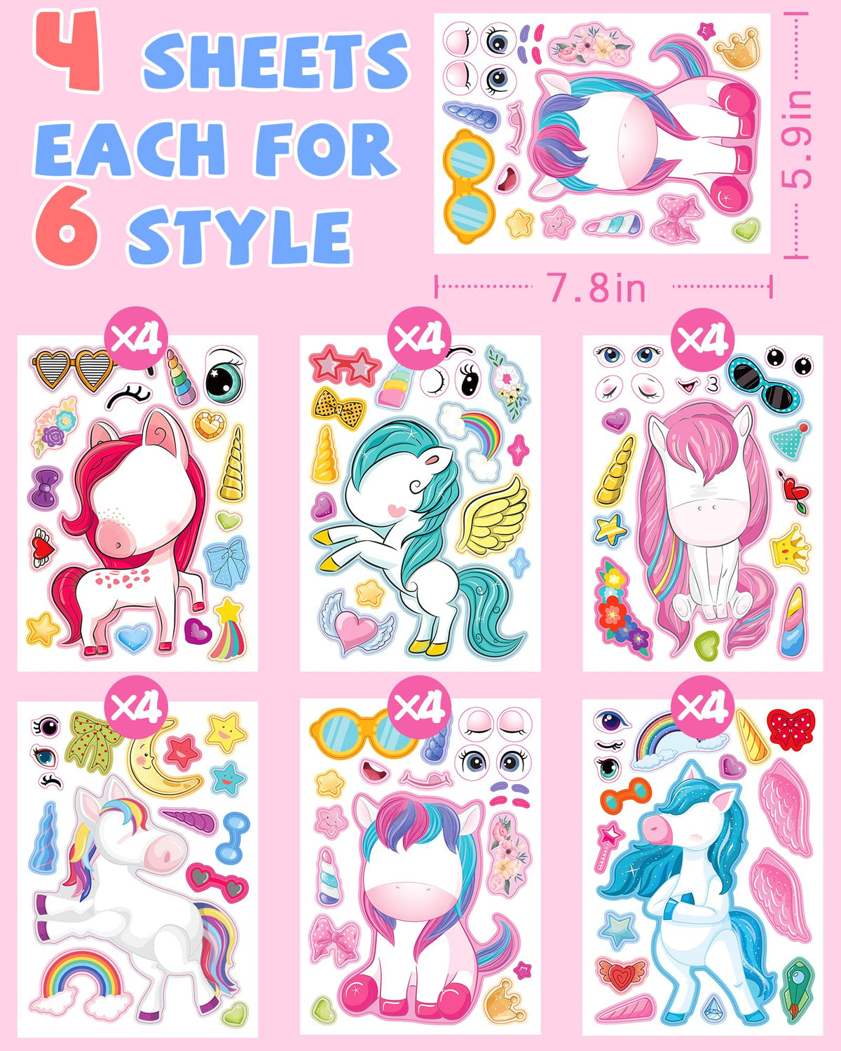 24 Pcs Make Your Own Axolotl Sticker, Party Favors Face Stickers for Kids