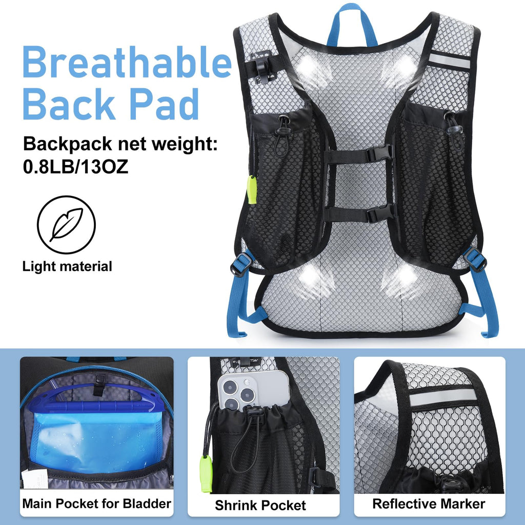Lightweight Hydration Backpack, Running Backpack with 2L Water Bladder