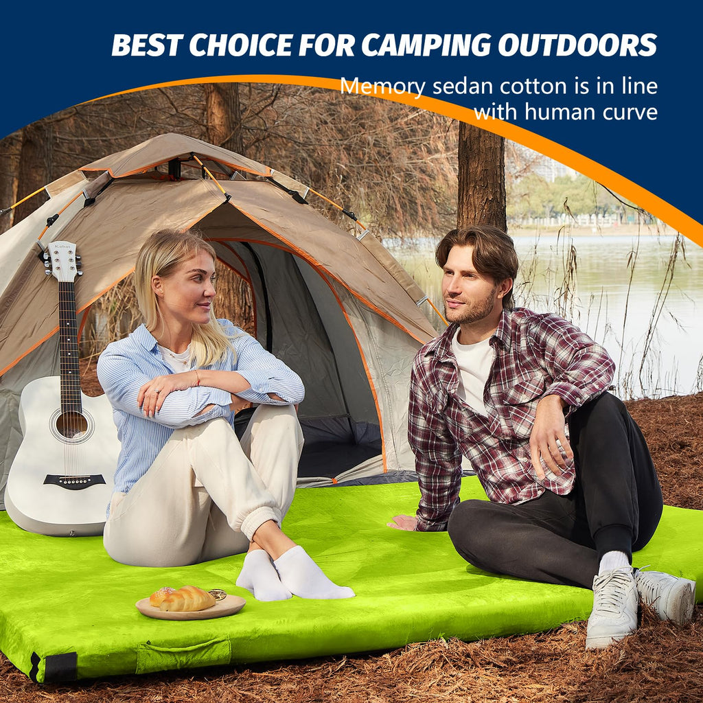 CYMULA Memory Foam Camping Mattress Pad, Sleeping Mat, Portable Roll Up Mattress for Adults, Camping Bed Pads for Sleepover, Car Bed with Travel Bag