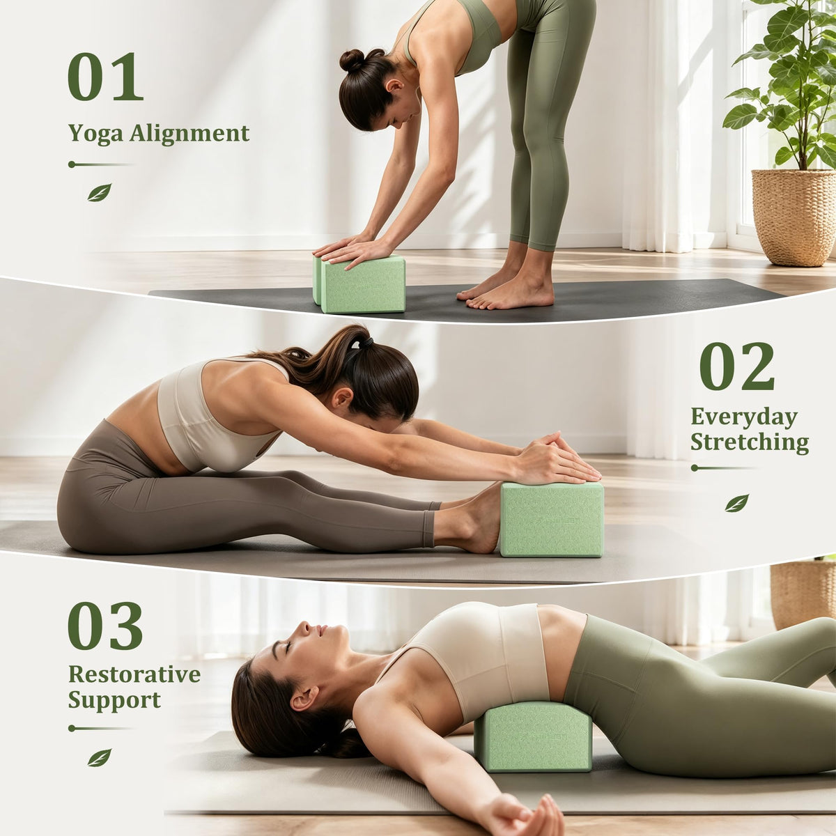 Yoga Blocks 2 Pack with Supportive Non-Slip Foam for Yoga Pilate Stretching