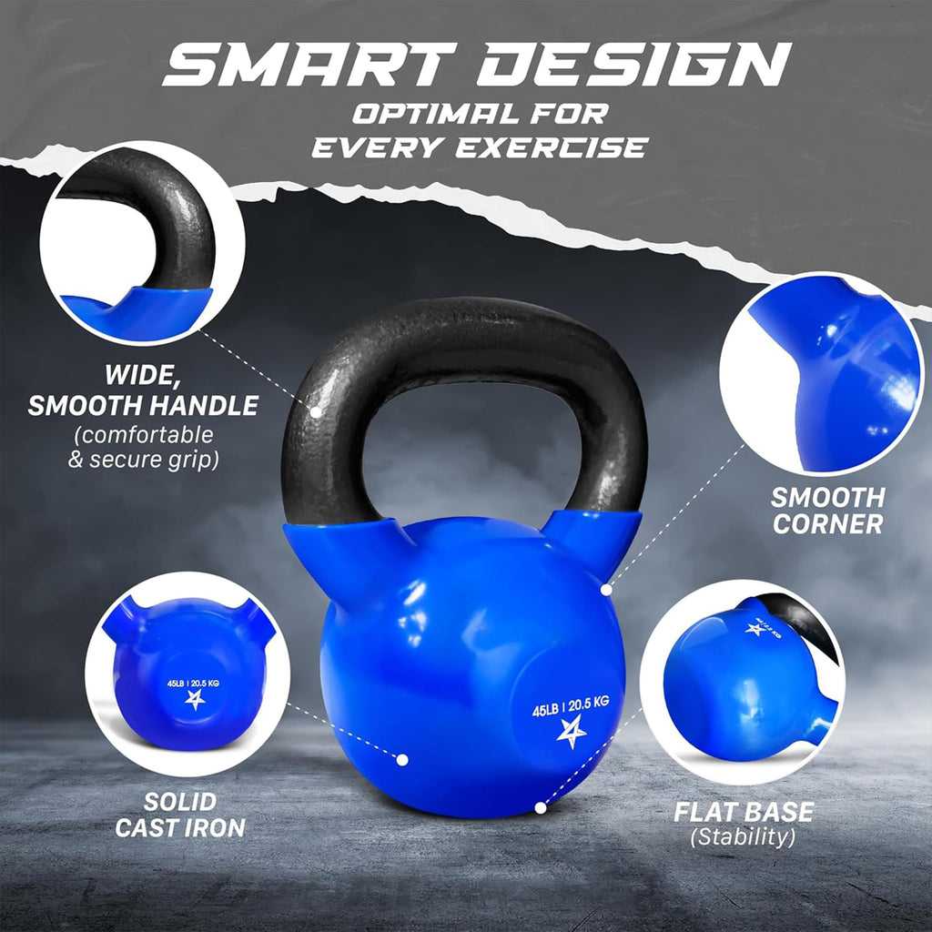 Yes4All Vinyl Kettlebell, 5–100 Lb Strength Training Kettlebell