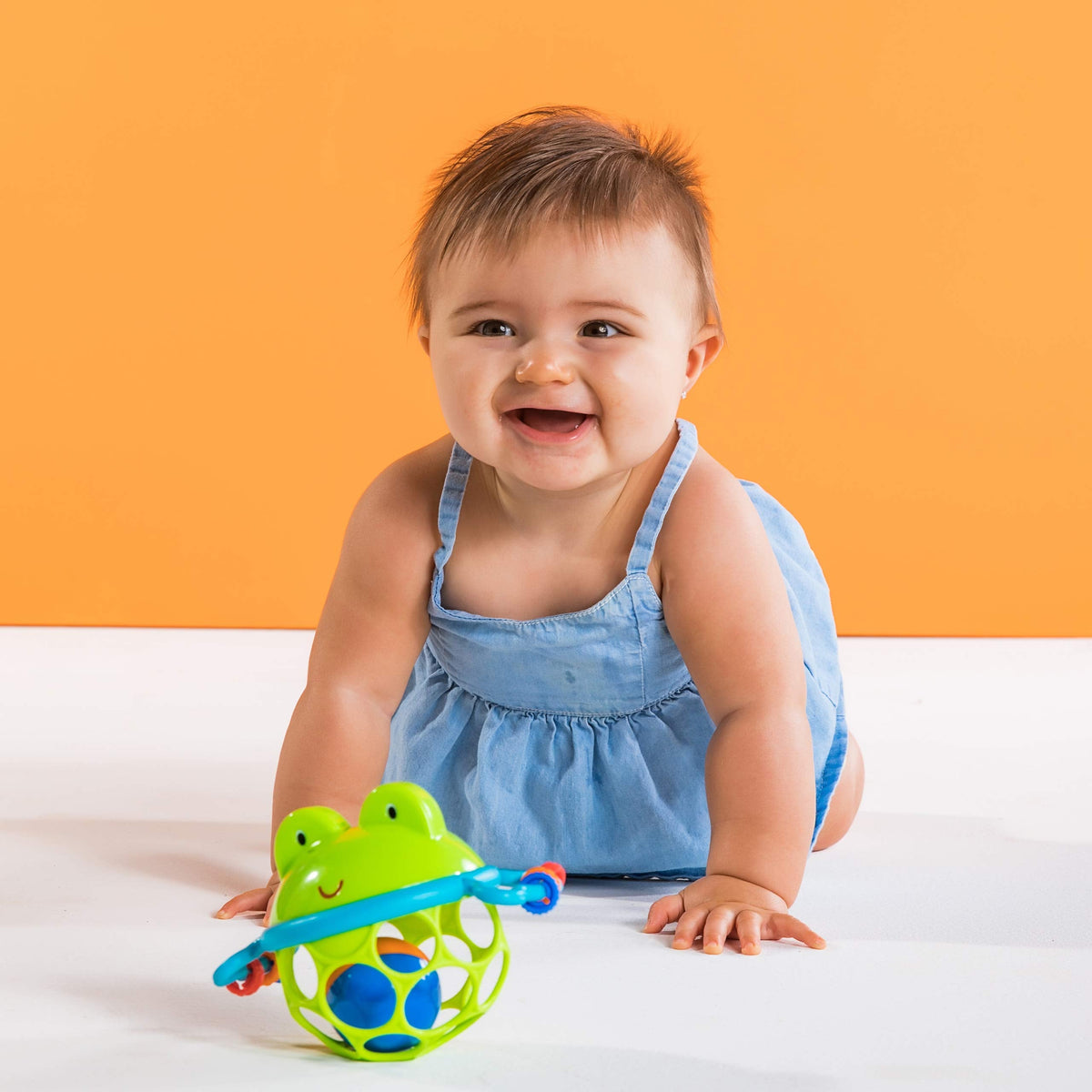 Bright Starts Oball Easy Grasp Classic Ball BPA-Free Infant Toy in Red, Yellow, Green, Blue, Age Newborn and up, 4 Inches