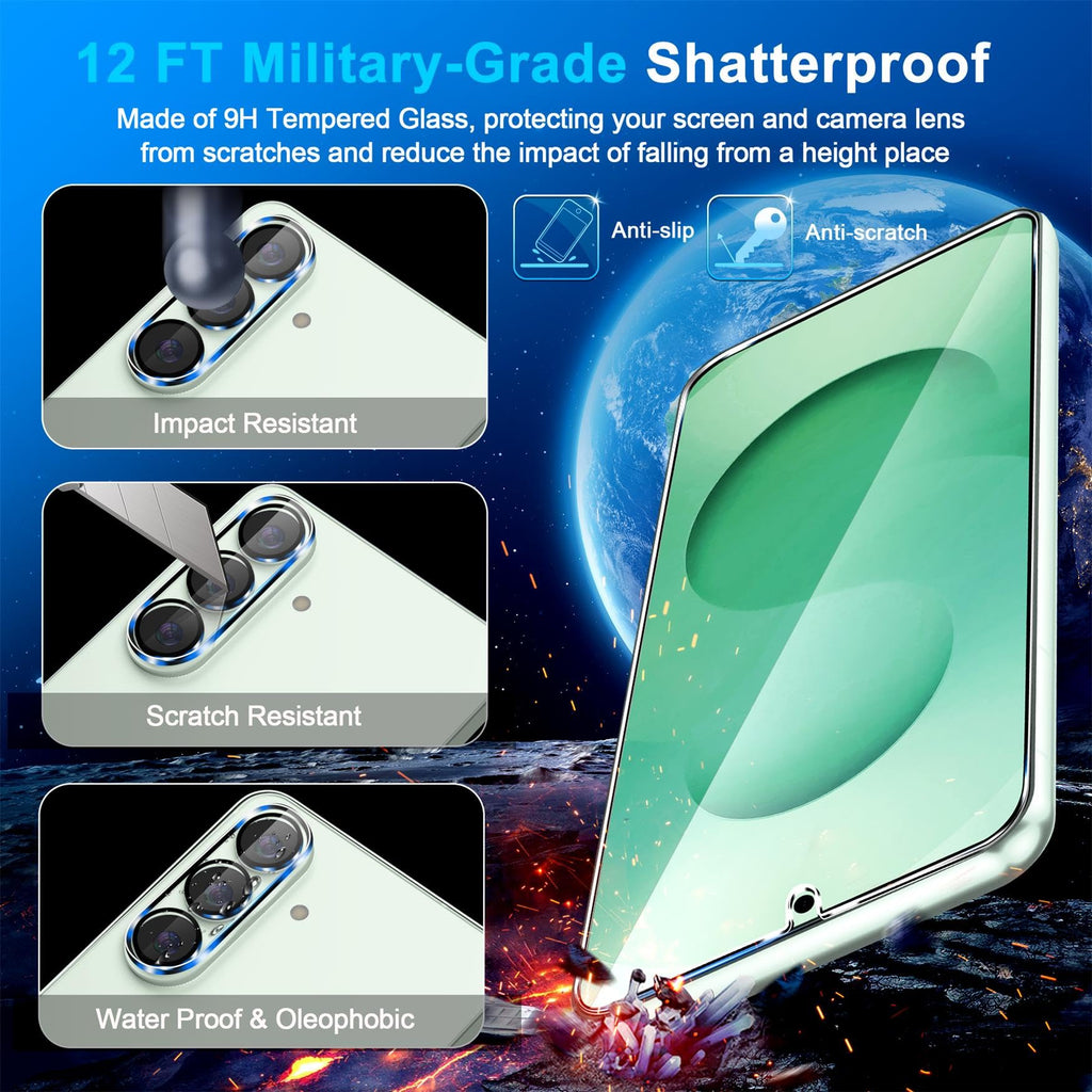 firtstnow 3 Pack for Samsung Galaxy S25 Ultra Screen Protector Tempered Glass + 3 Pack Camera Lens Protector, Military Grade Shatterproof, 9H Hardness, Fingerprint Unlock,Case Friendly 6.9 Inch